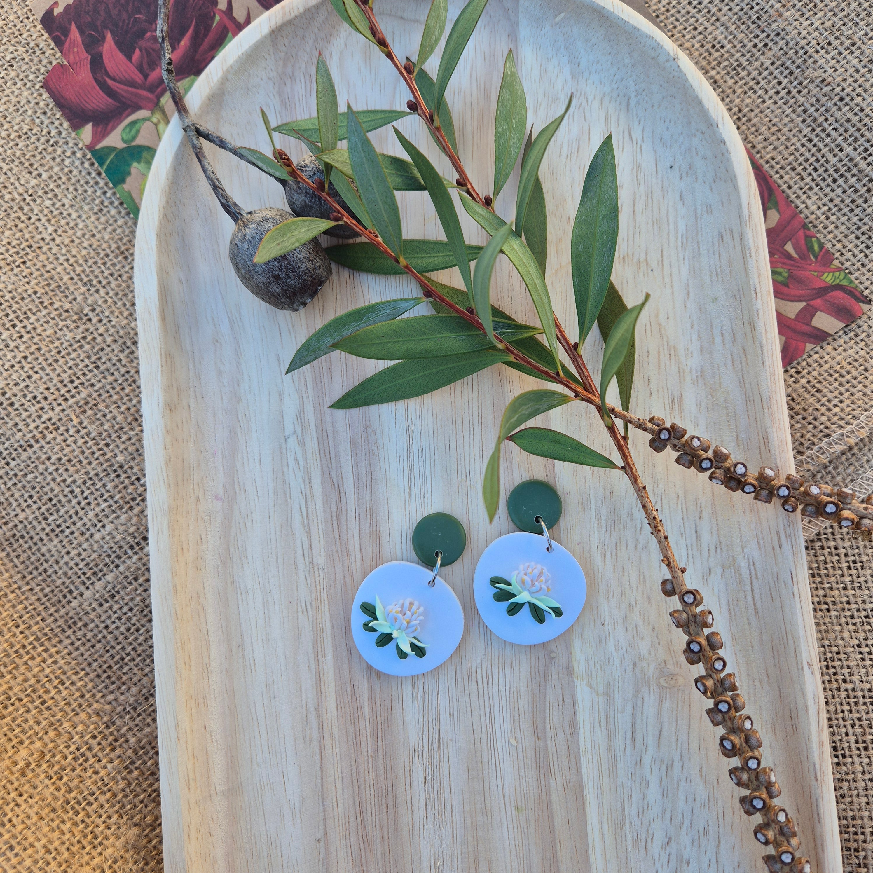 Waratah Dangle Earrings (choose from white or red)