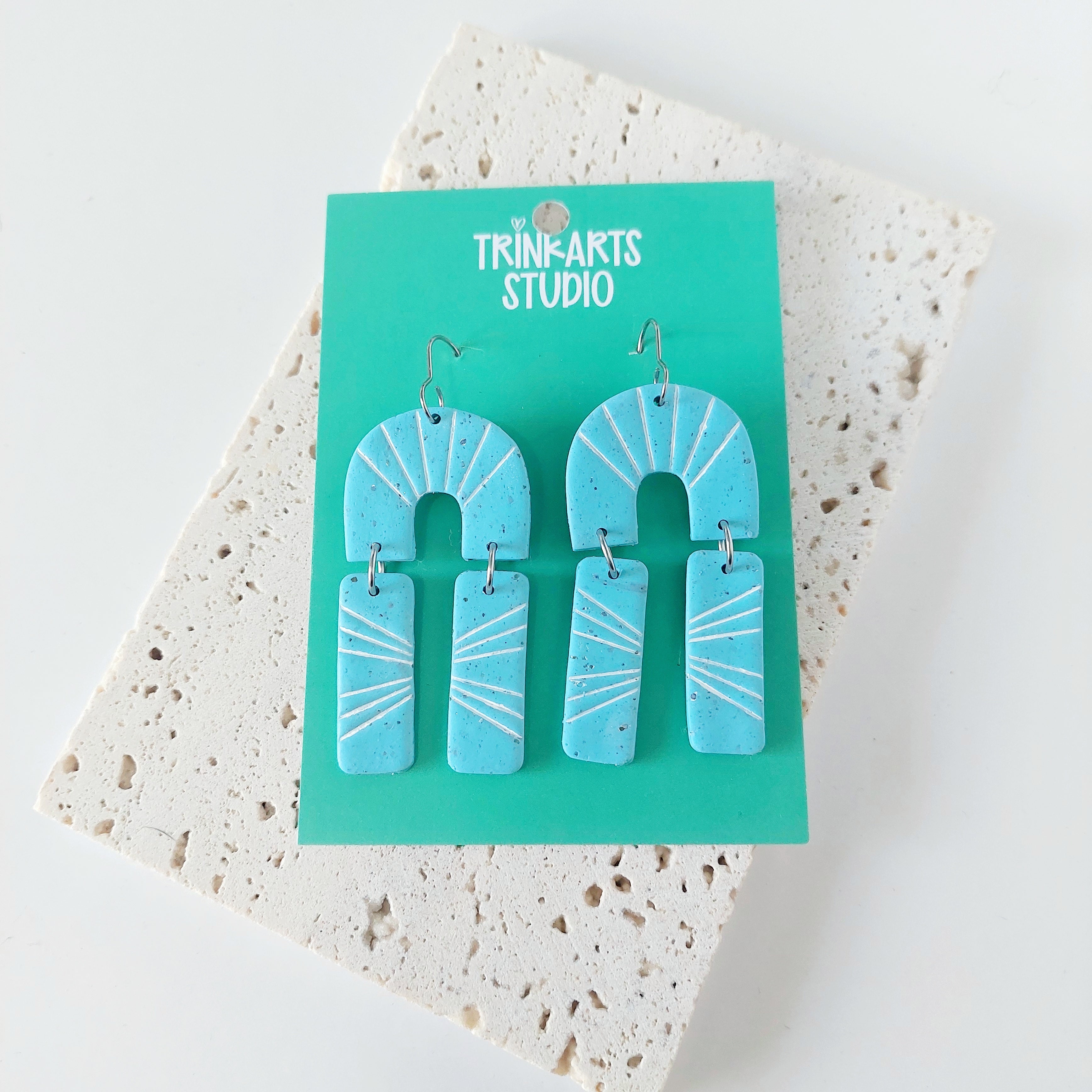 Turquoise Granite Boho Stud & Dangle Earrings