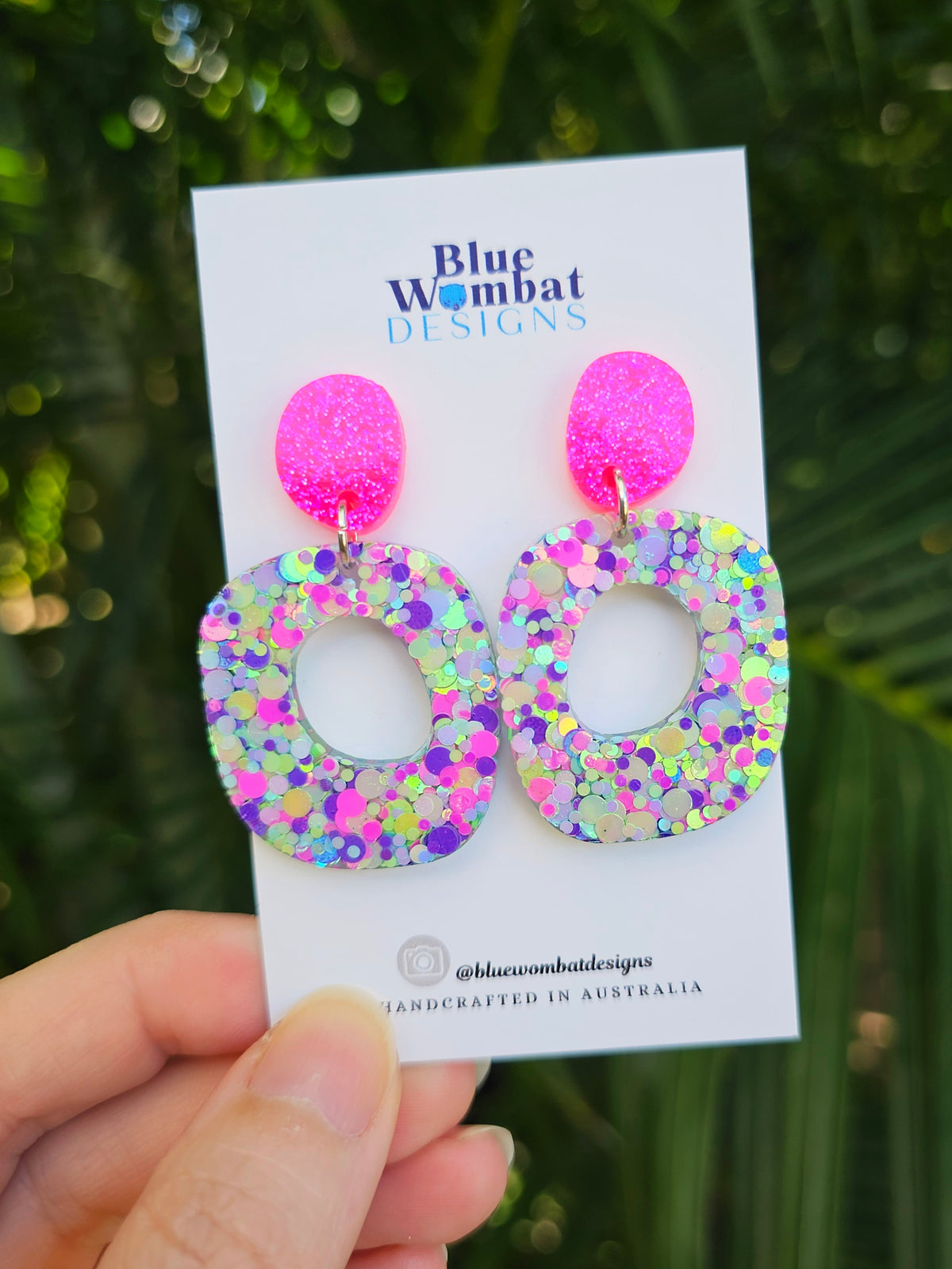 Resin Glitter Organic Shape Hoop Dangle Earrings