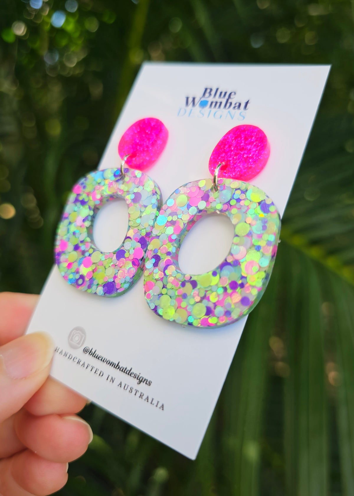 Resin Glitter Organic Shape Hoop Dangle Earrings
