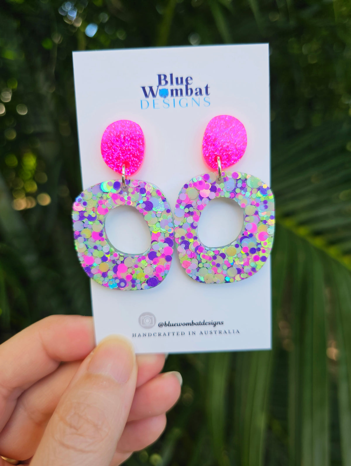 Resin Glitter Organic Shape Hoop Dangle Earrings