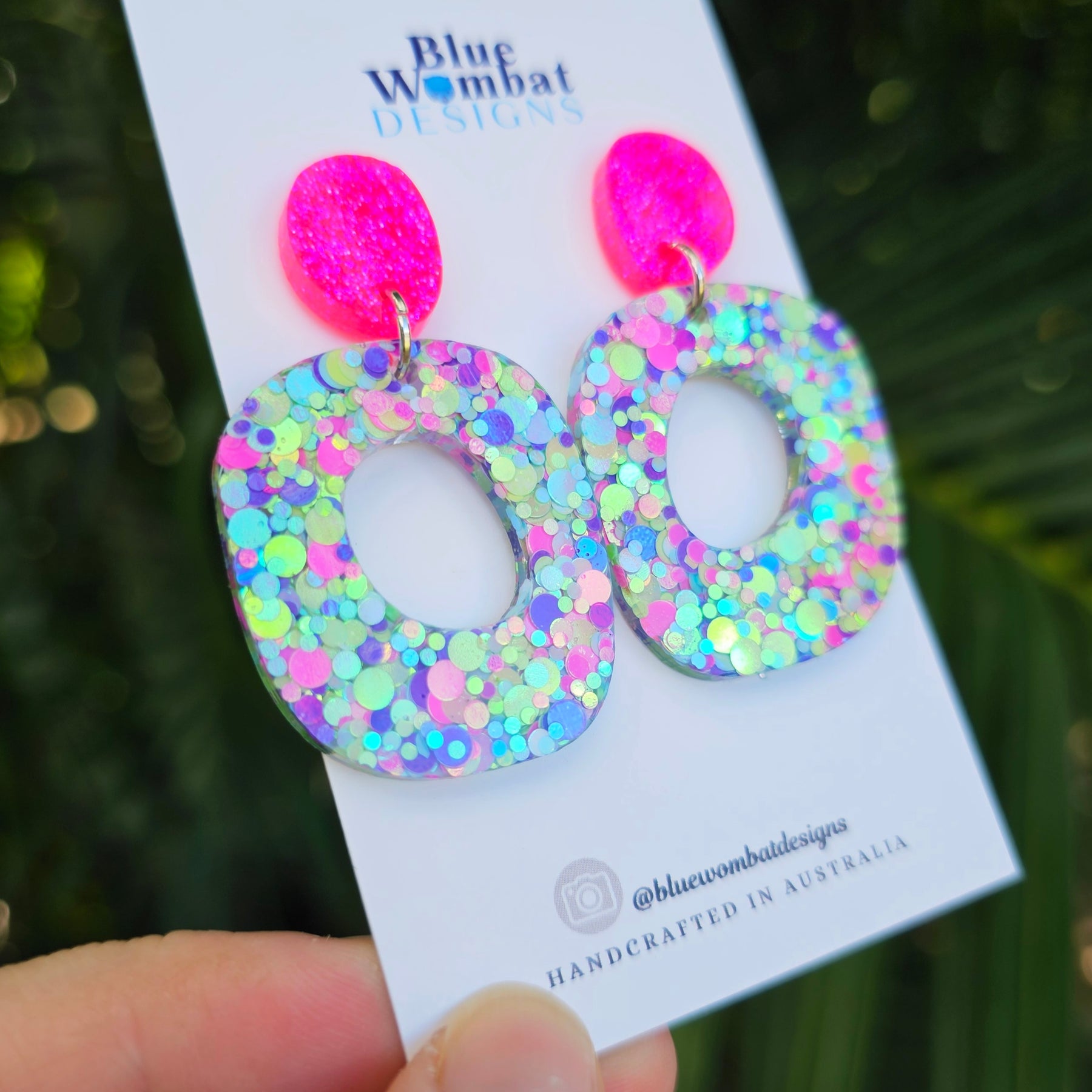 Resin Glitter Organic Shape Hoop Dangle Earrings