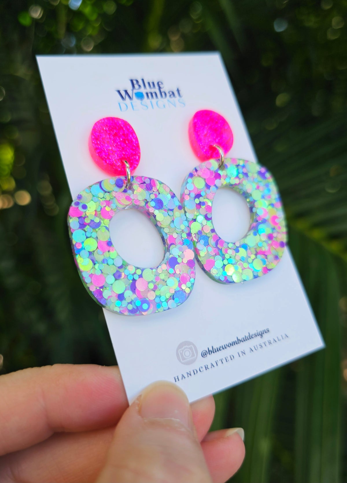 Resin Glitter Organic Shape Hoop Dangle Earrings