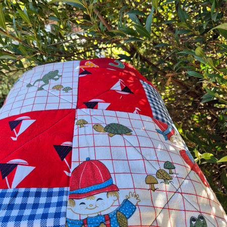 Vintage themed Fisher boy quilt