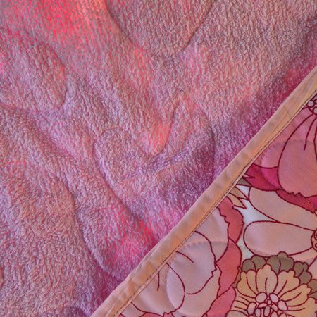 Baby quilt in vintage pink floral and chenille