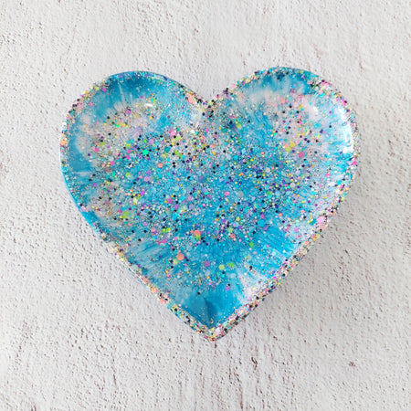 Love Heart Glitter Resin Trinket Tray Jewellery Holder