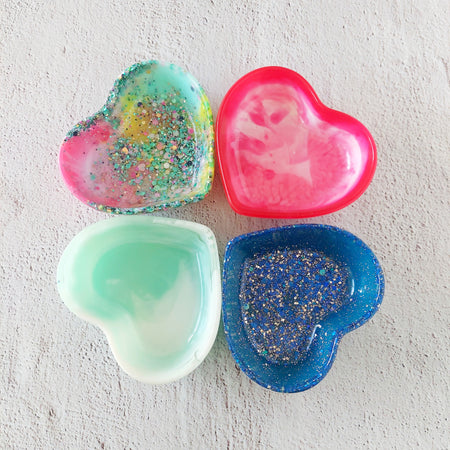 Love Heart Resin Glitter Trinket Dish Pinch Bowl