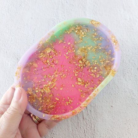 Gold Foil Resin Trinket Dish Jewellery Holder