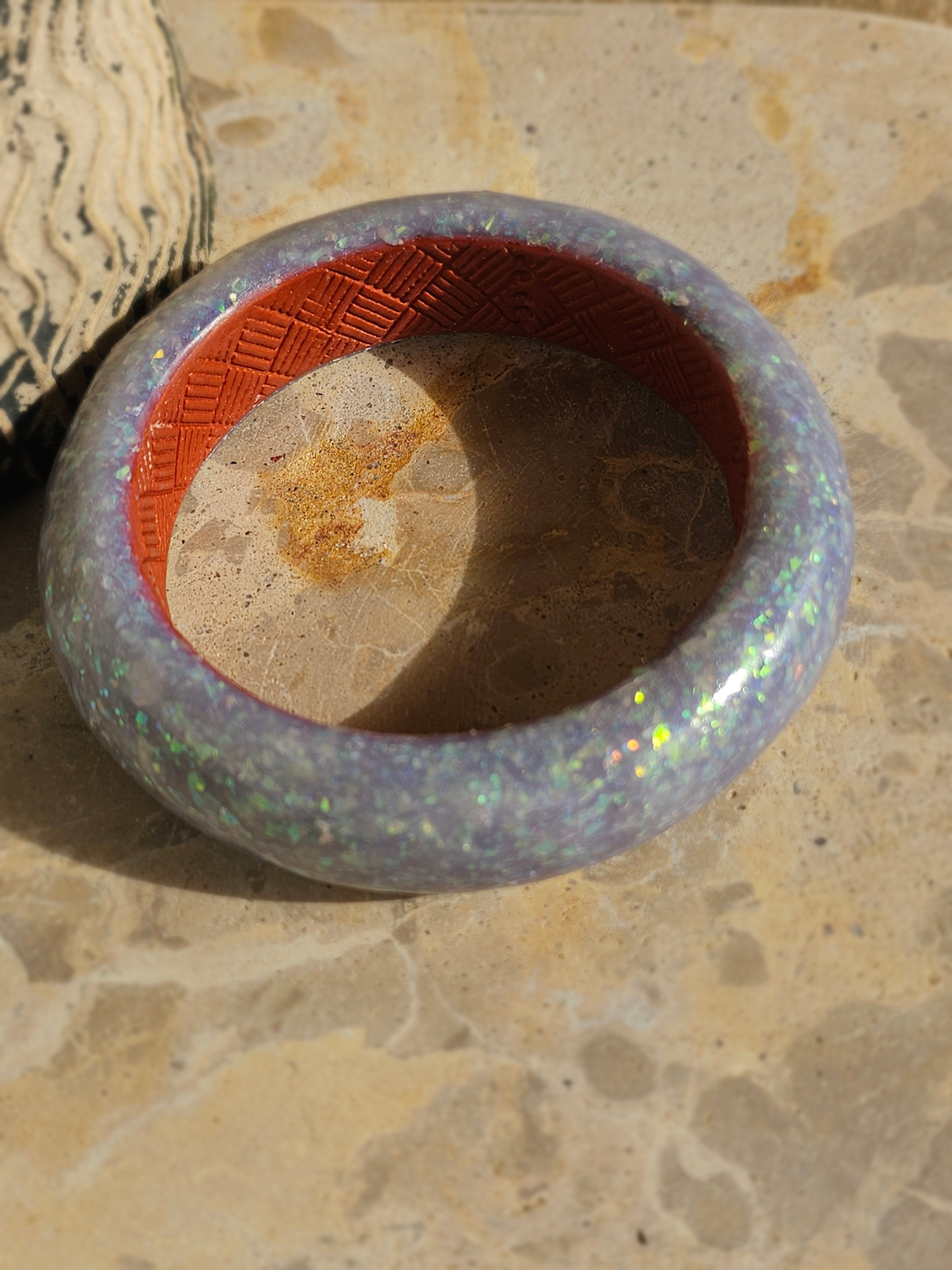 OPAL SPARKLE STATEMENT BANGLE – POLYMER CLAY