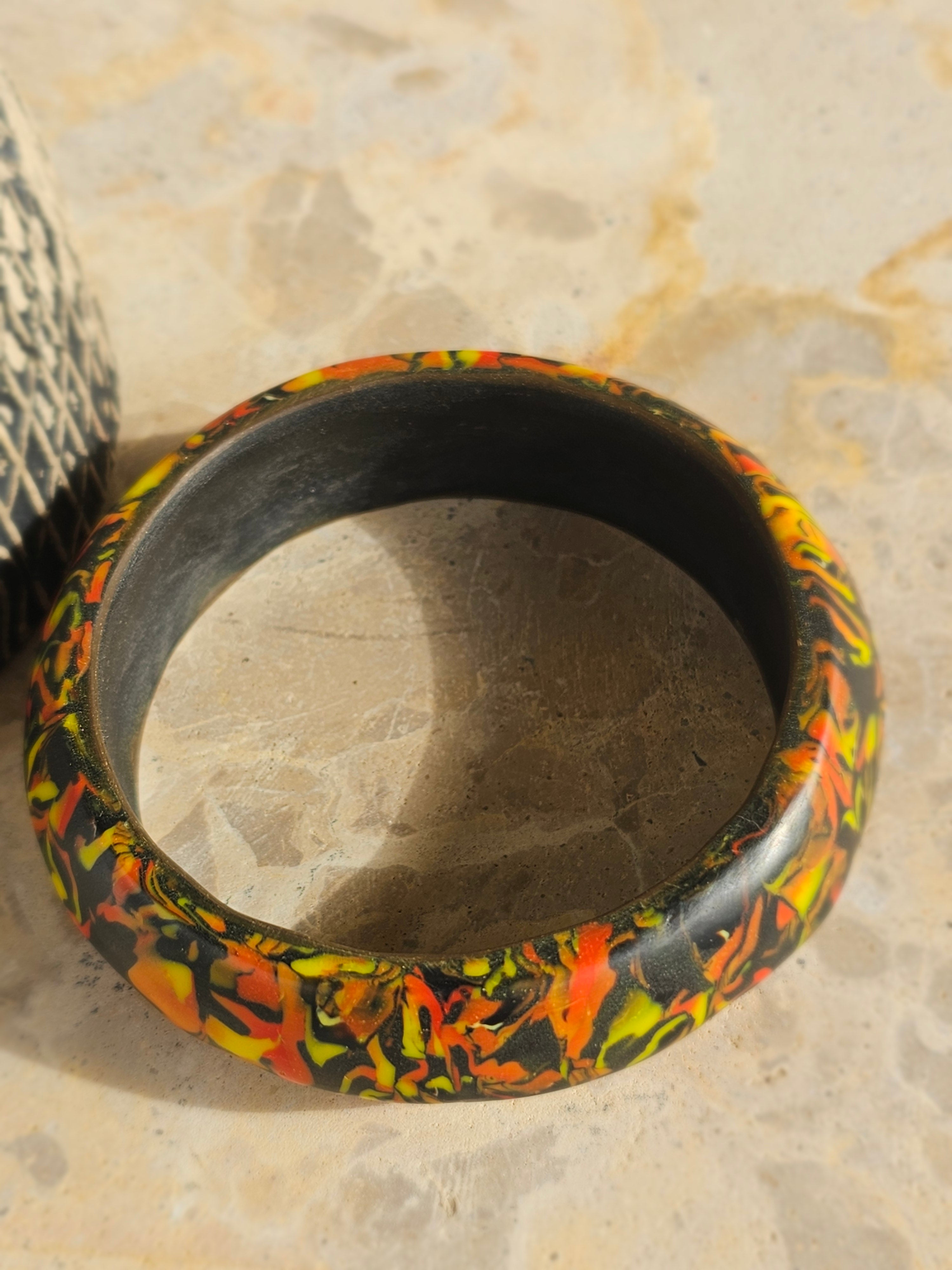 FIREBURST POLYMER CLAY STATEMENT BANGLE