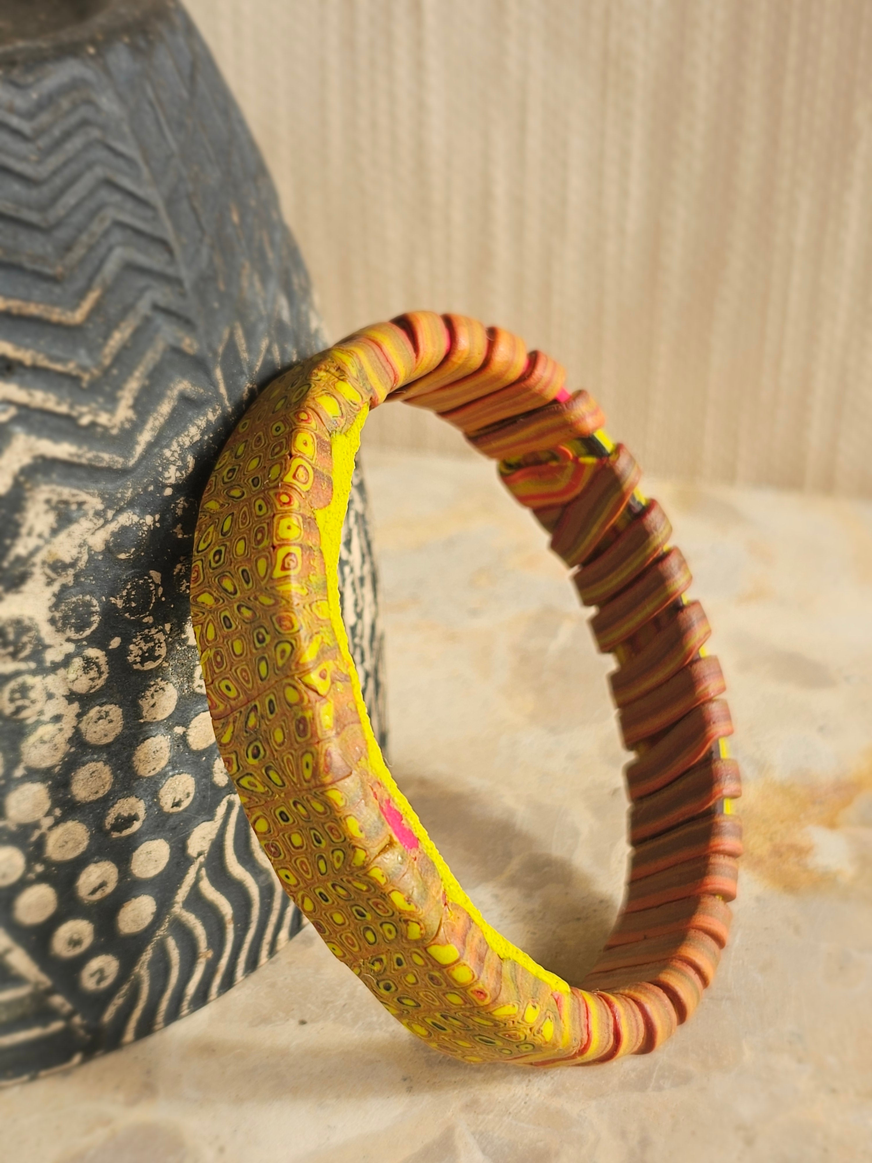 DESERT BLOOM  – POLYMER CLAY STATEMENT BANGLE