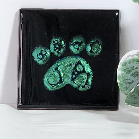 Puppy Mania Green or Purple Single Resin Drink Coaster, Epoxy Resin Coaster, Drinkware