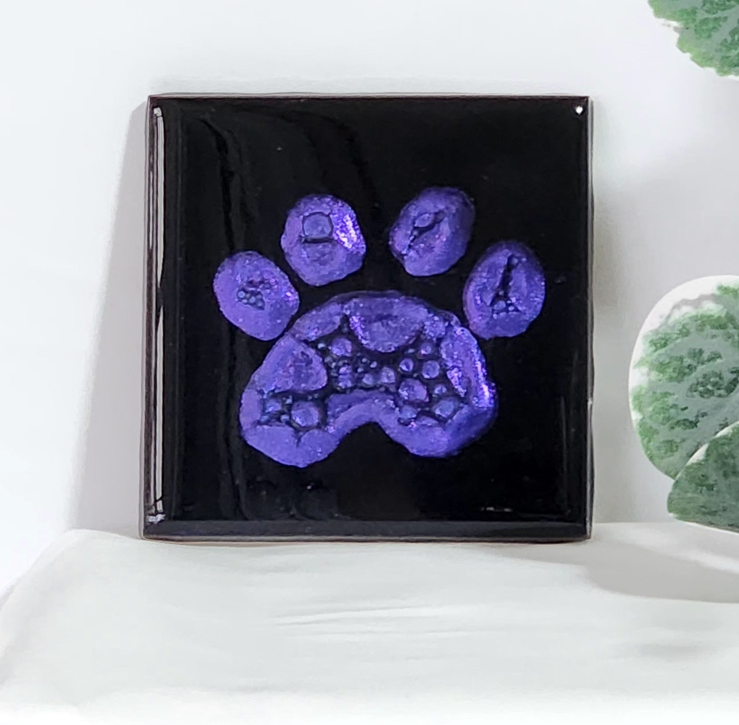 Puppy Mania Green or Purple Single Resin Drink Coaster, Epoxy Resin Coaster, Drinkware