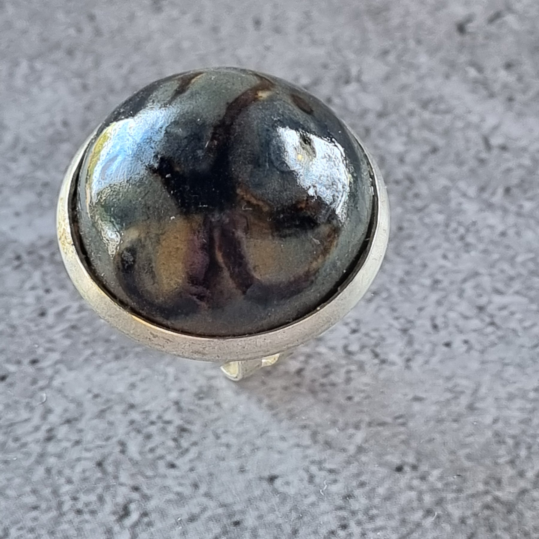 Quirky Ceramic Cocktail Ring, 25mm diameter, adjustable, Grey