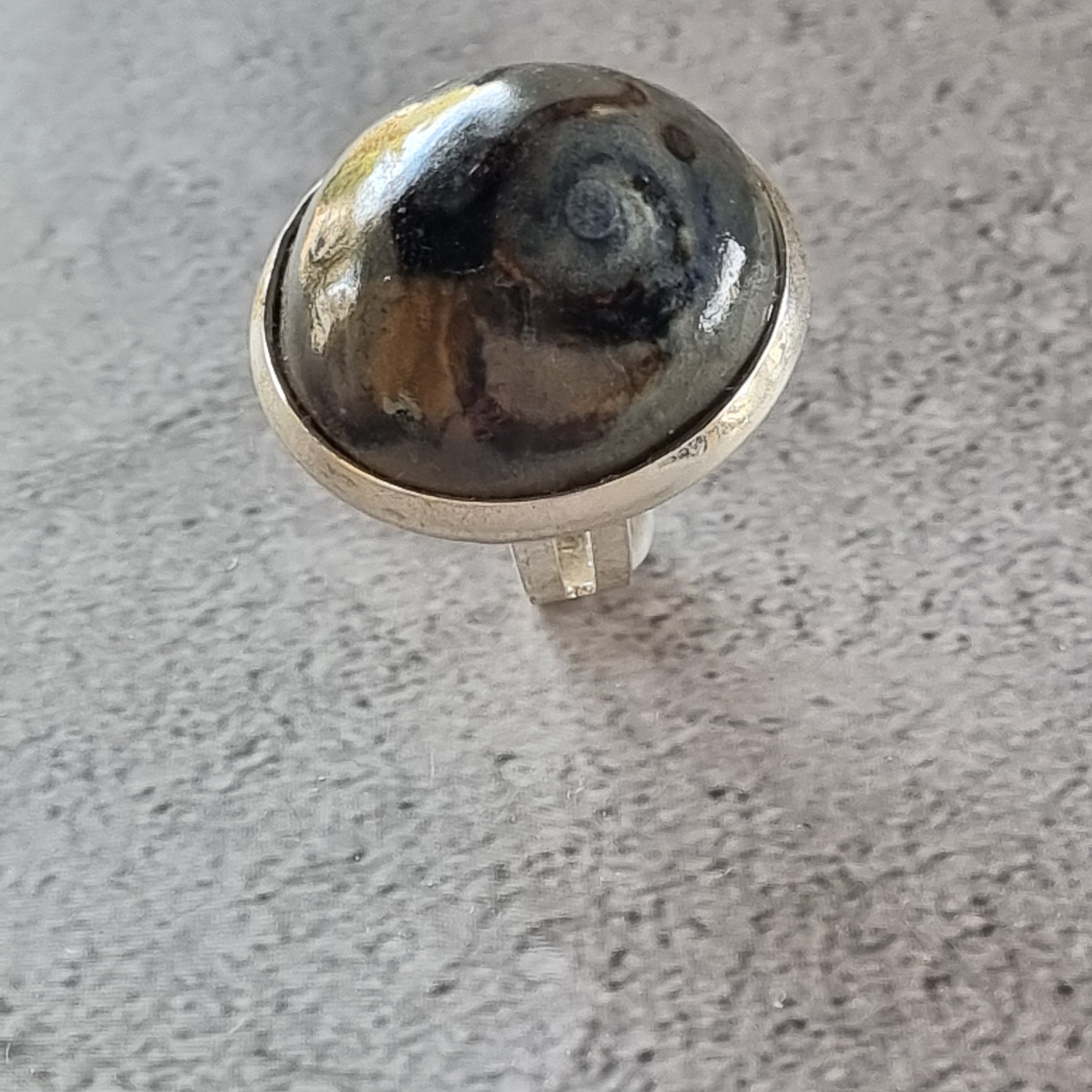 Quirky Ceramic Cocktail Ring, 25mm diameter, adjustable, Grey