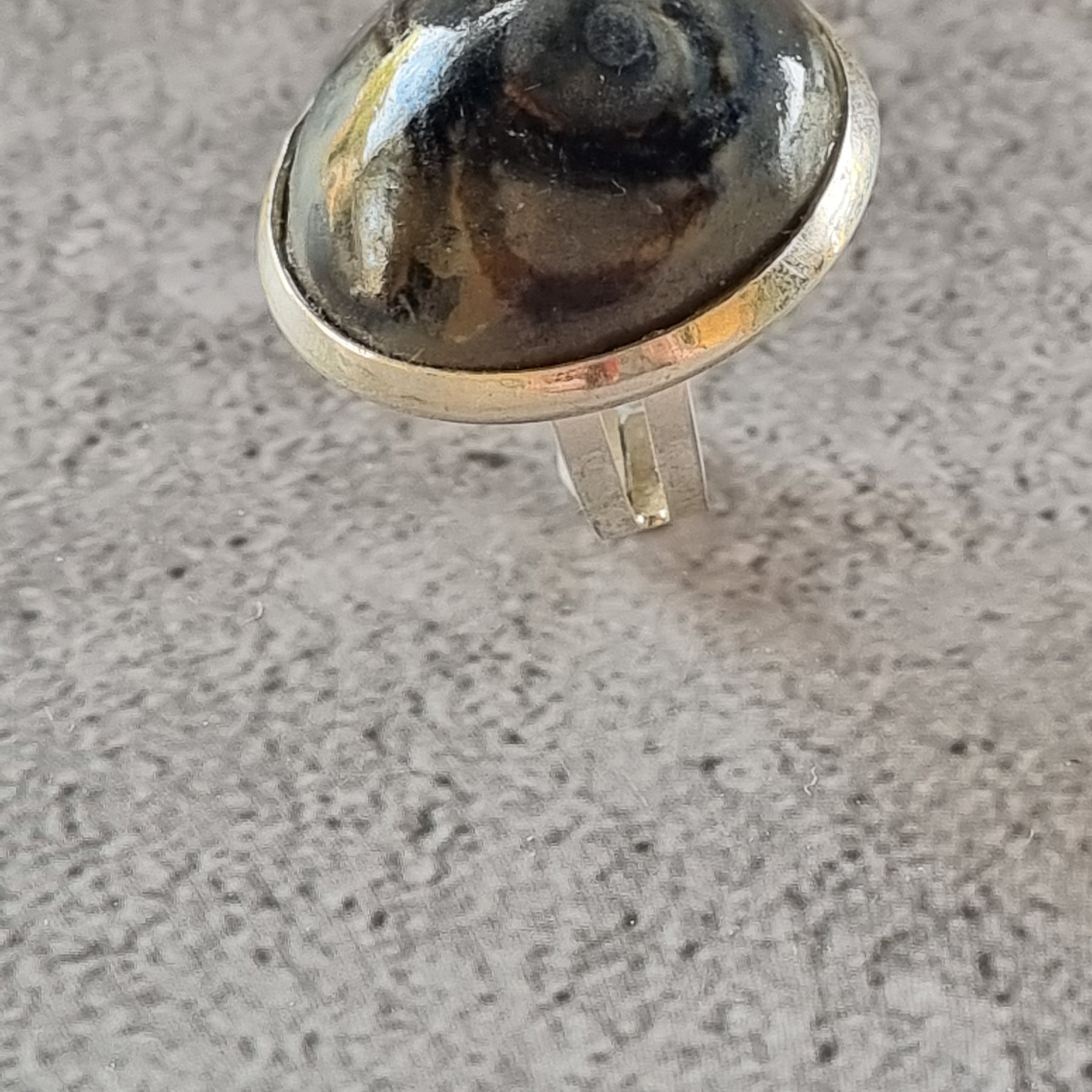 Quirky Ceramic Cocktail Ring, 25mm diameter, adjustable, Grey