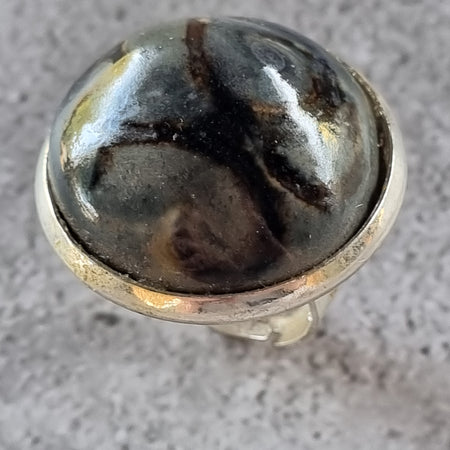 Quirky Ceramic Cocktail Ring, 25mm diameter, adjustable, Grey