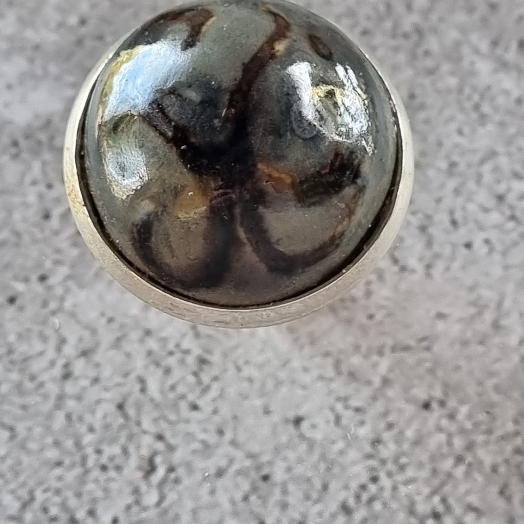 Quirky Ceramic Cocktail Ring, 25mm diameter, adjustable, Grey