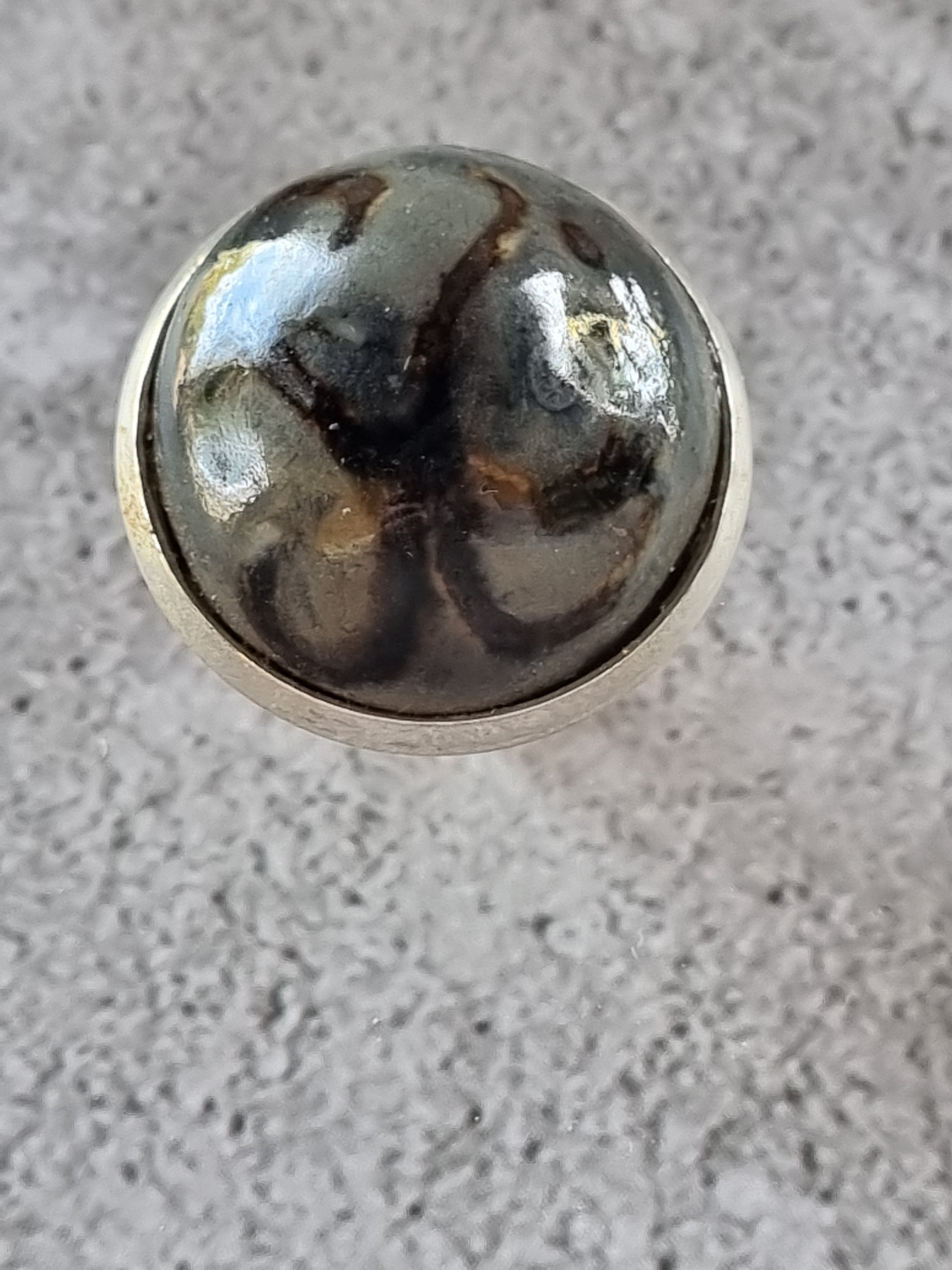 Quirky Ceramic Cocktail Ring, 25mm diameter, adjustable, Grey