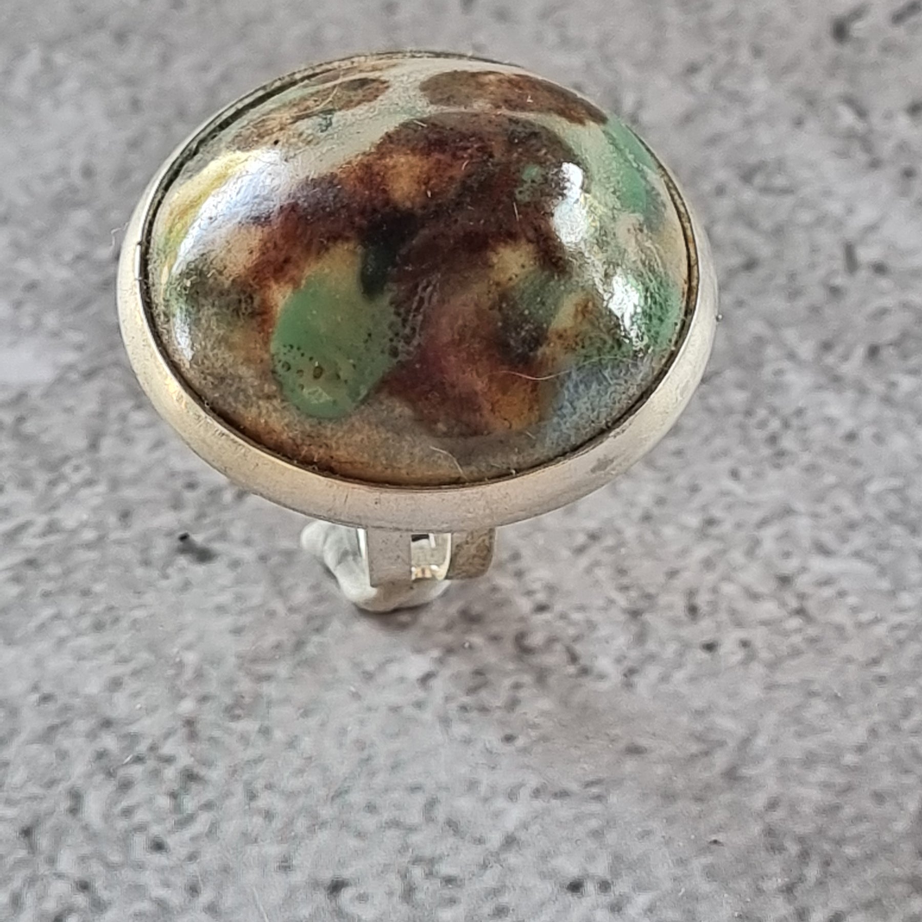 Copy of Quirky Ceramic Cocktail Ring, 25mm diameter, adjustable, green