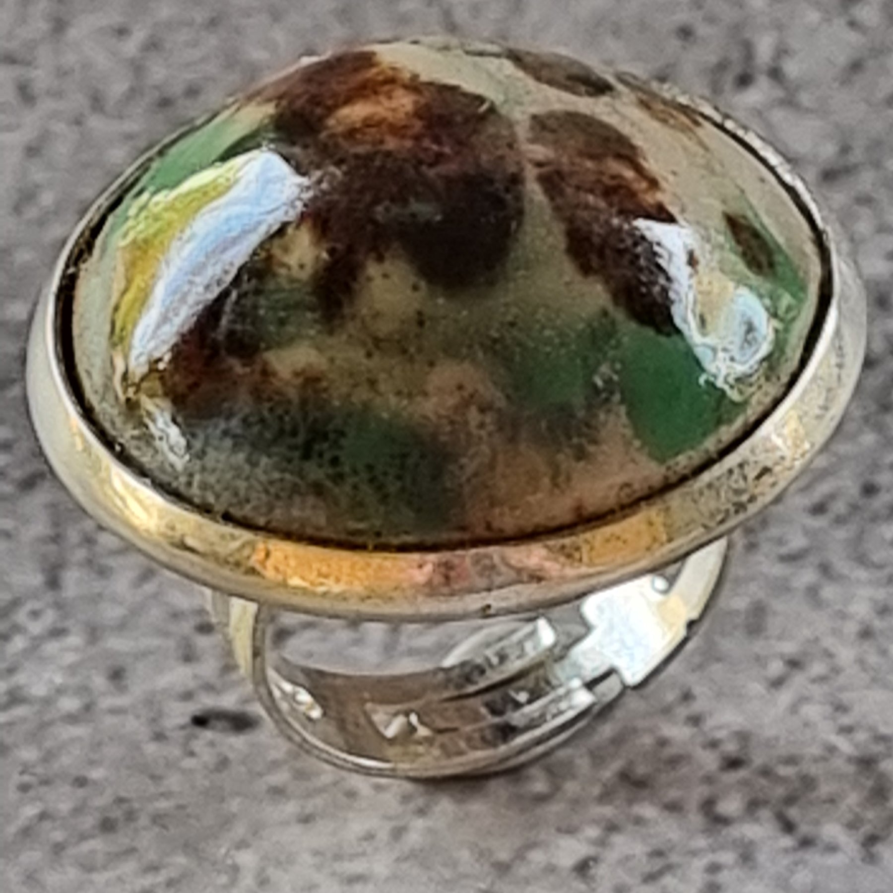 Copy of Quirky Ceramic Cocktail Ring, 25mm diameter, adjustable, green