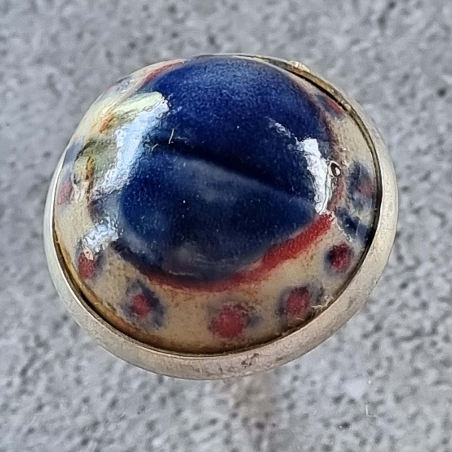 Quirky Ceramic Cocktail Ring, 25mm diameter, adjustable, blue