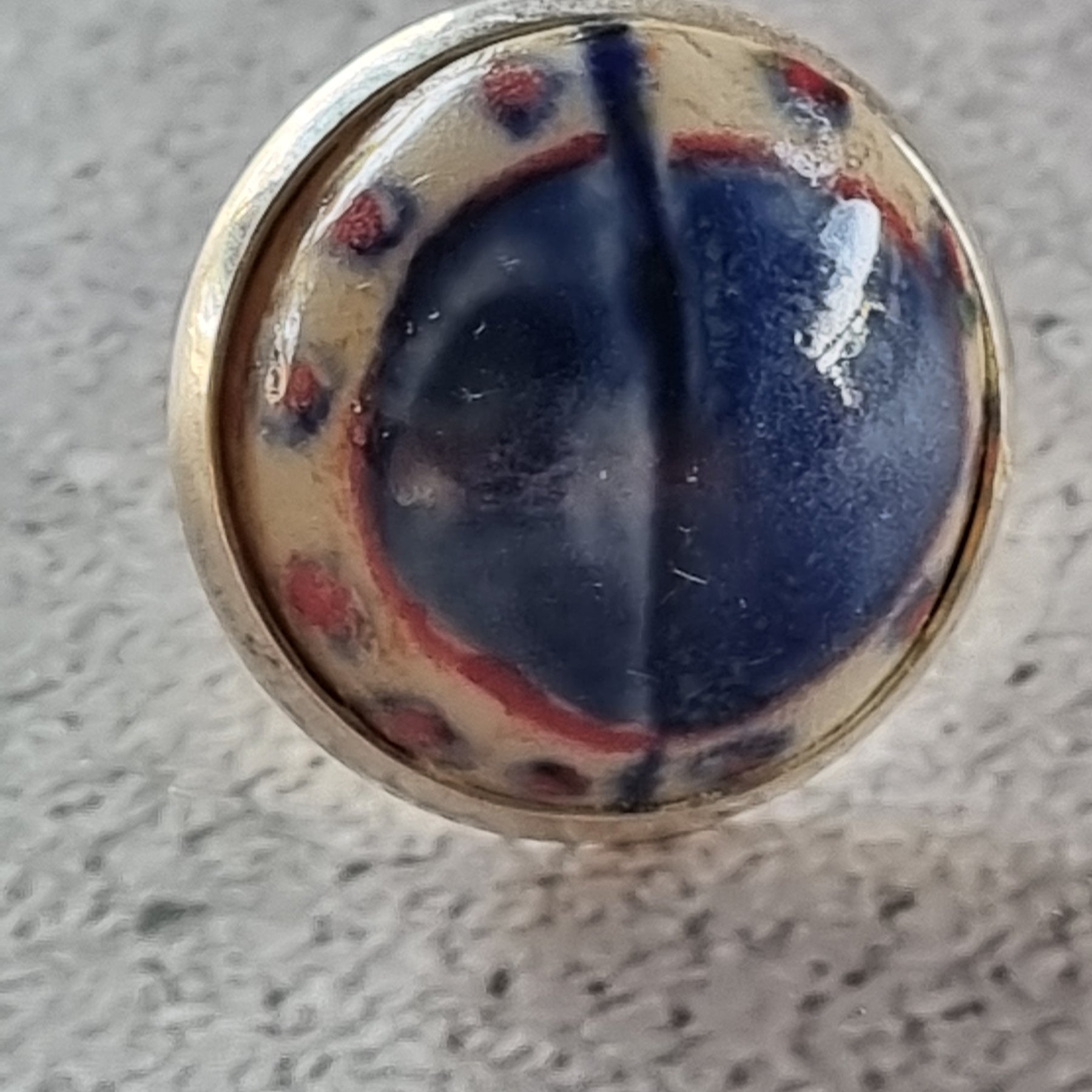 Quirky Ceramic Cocktail Ring, 25mm diameter, adjustable, blue