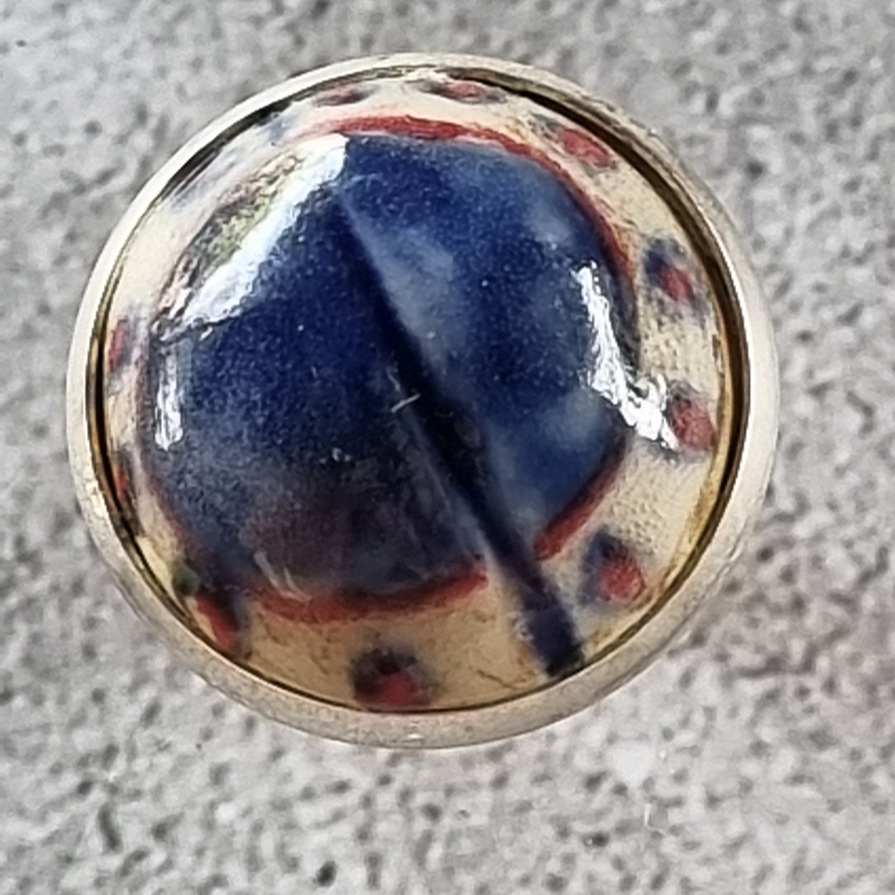 Quirky Ceramic Cocktail Ring, 25mm diameter, adjustable, blue