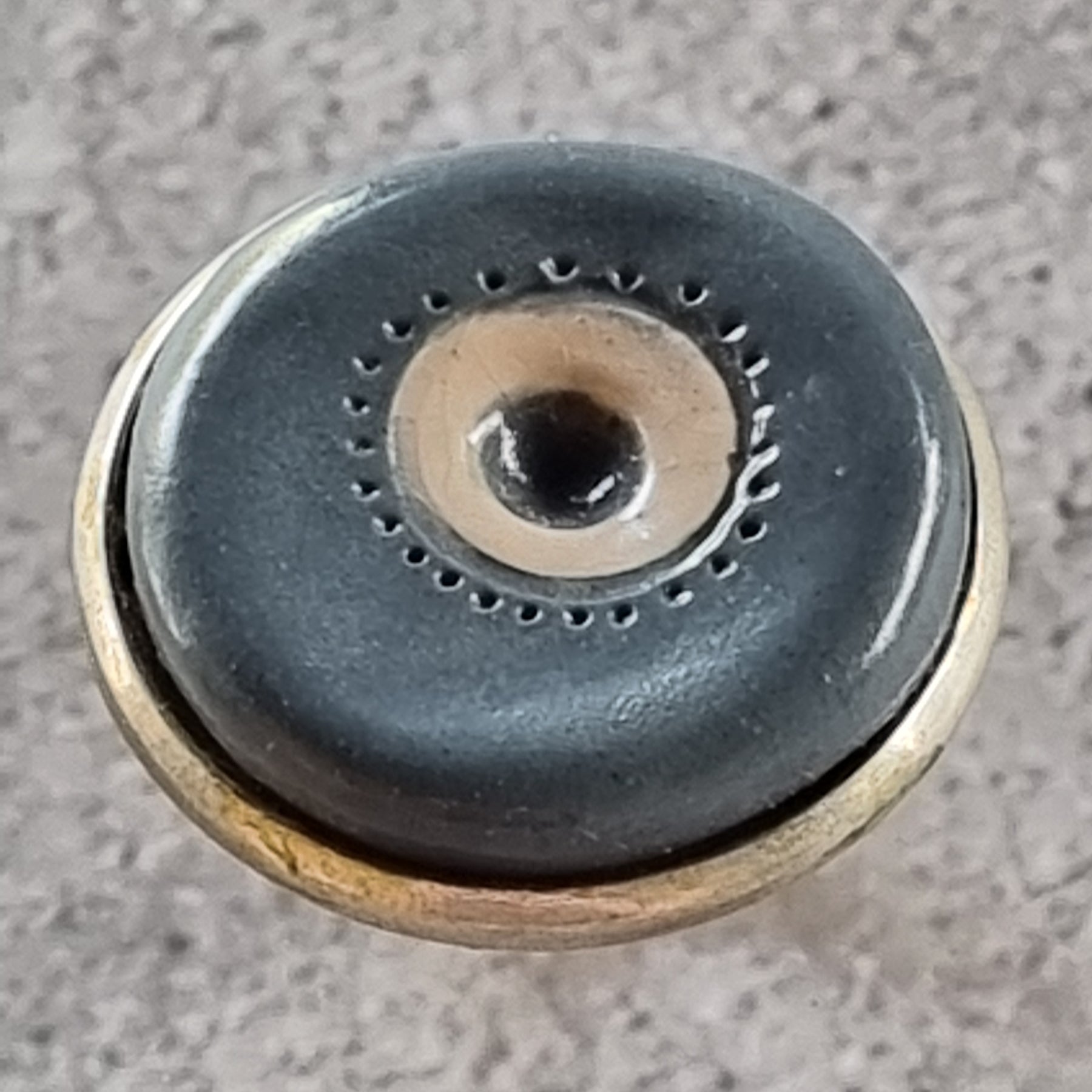 Quirky Ceramic Cocktail Ring, 25mm diameter, adjustable, grey-blue