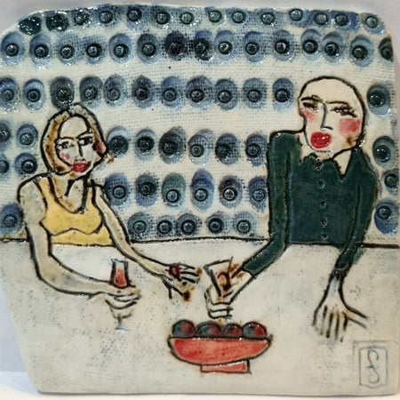 Ceramic Tile Artwork, CONNECTIONS: Couples Date Night Out, framed
