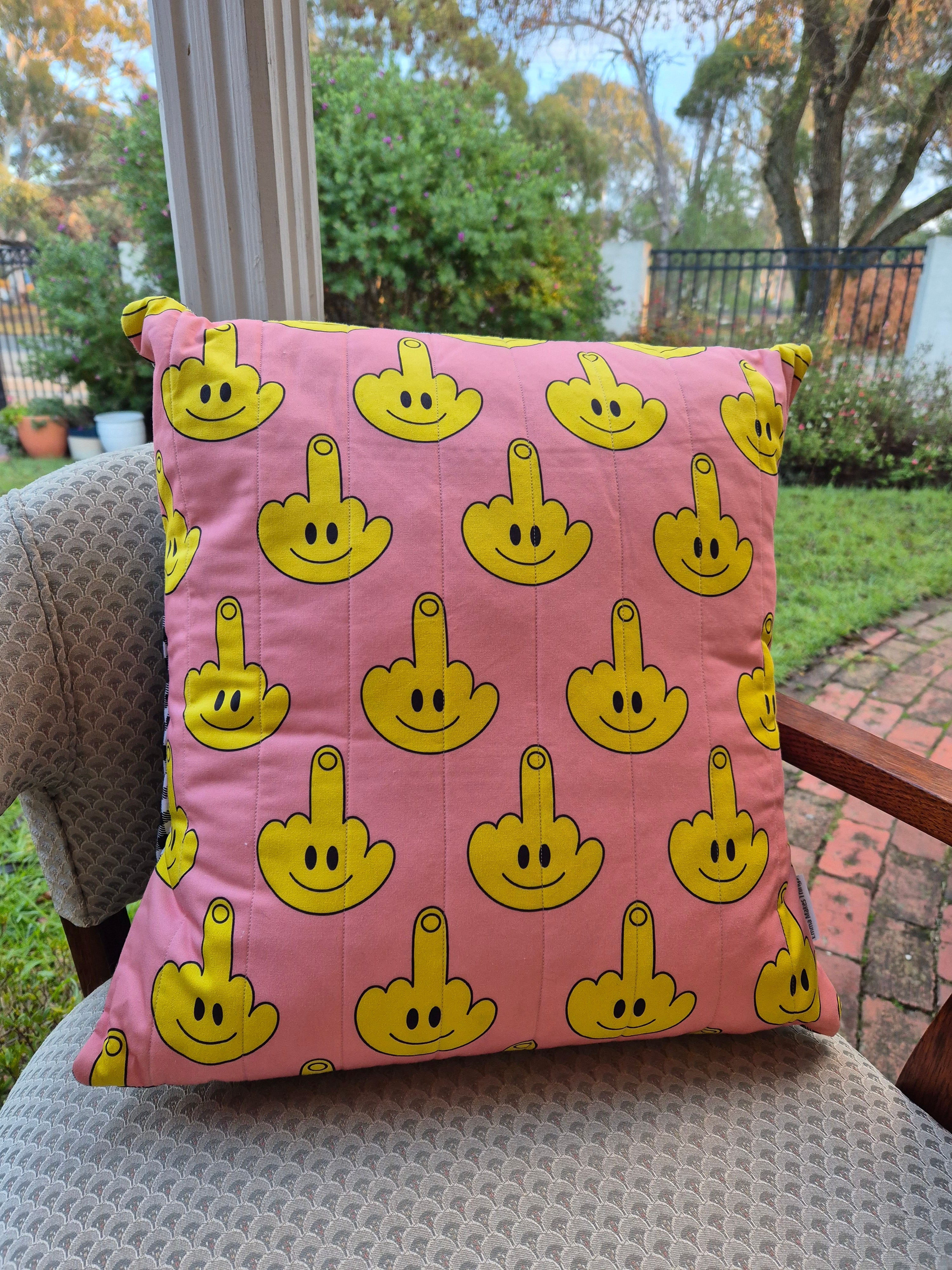 Smiley Middle finger Cushion