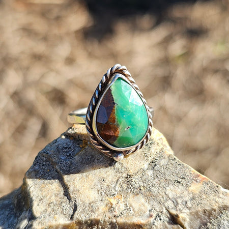 Boulder Chrysoprase Sterling Silver ring Sz 8.25