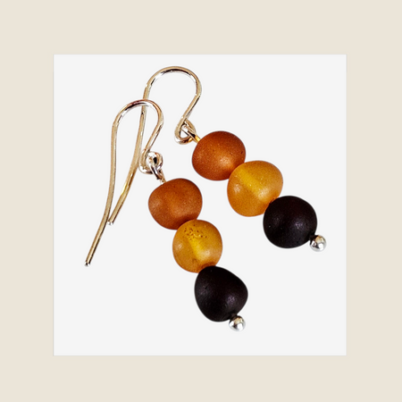 Raw Baltic Amber Bead Earrings
