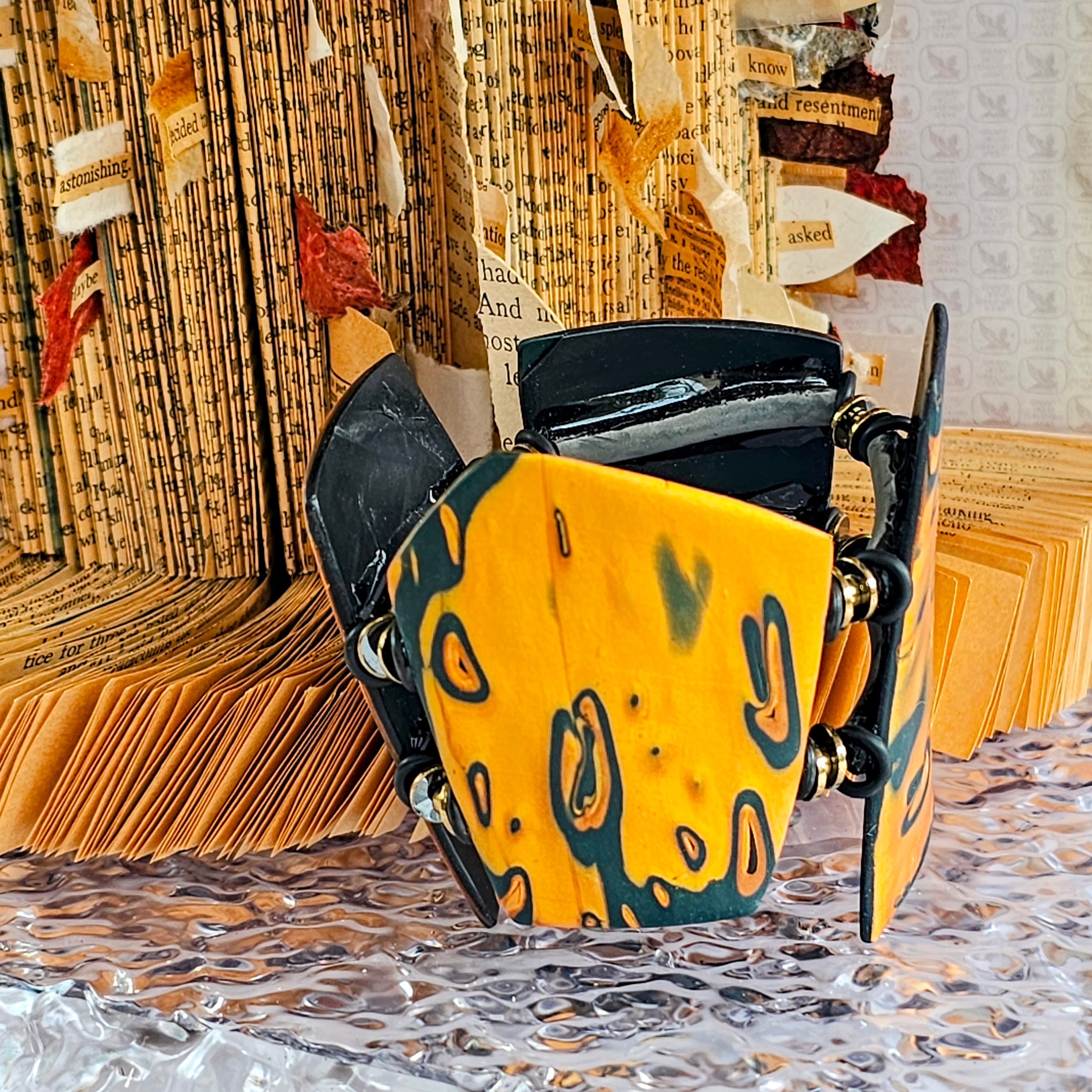 SUNLIT RIFT – POLYMER CLAY STATEMENT BANGLE