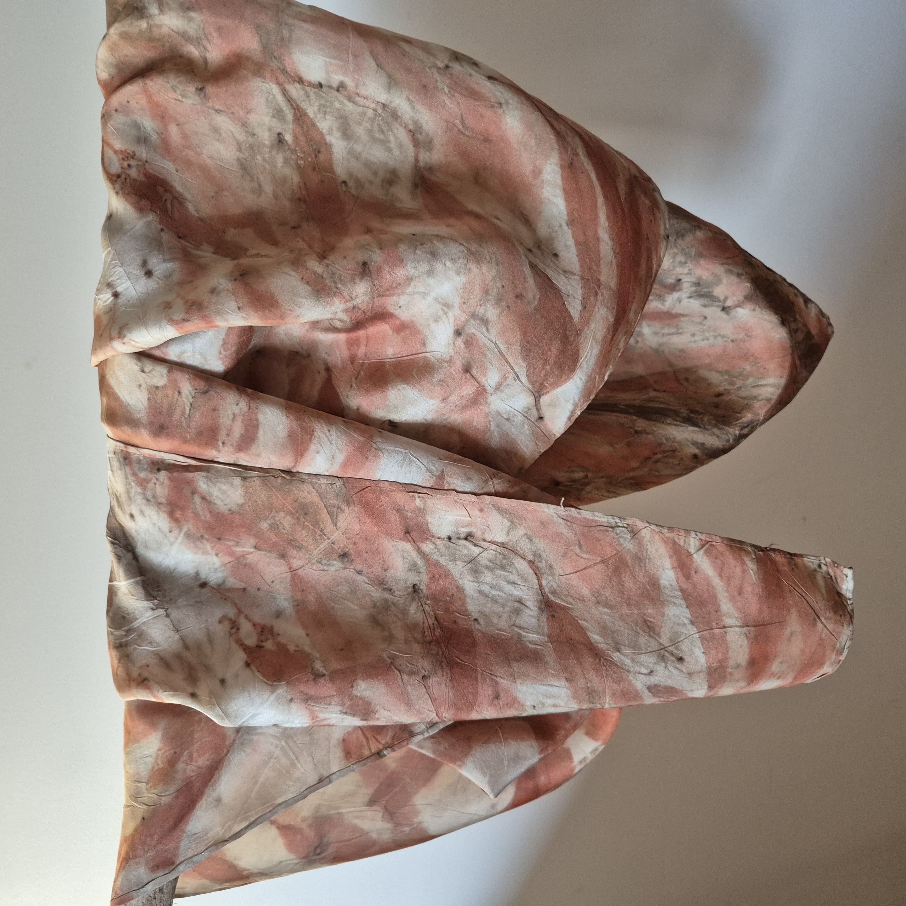SOLD...Silk scarf square ecoprinted with eucalyptus leaves