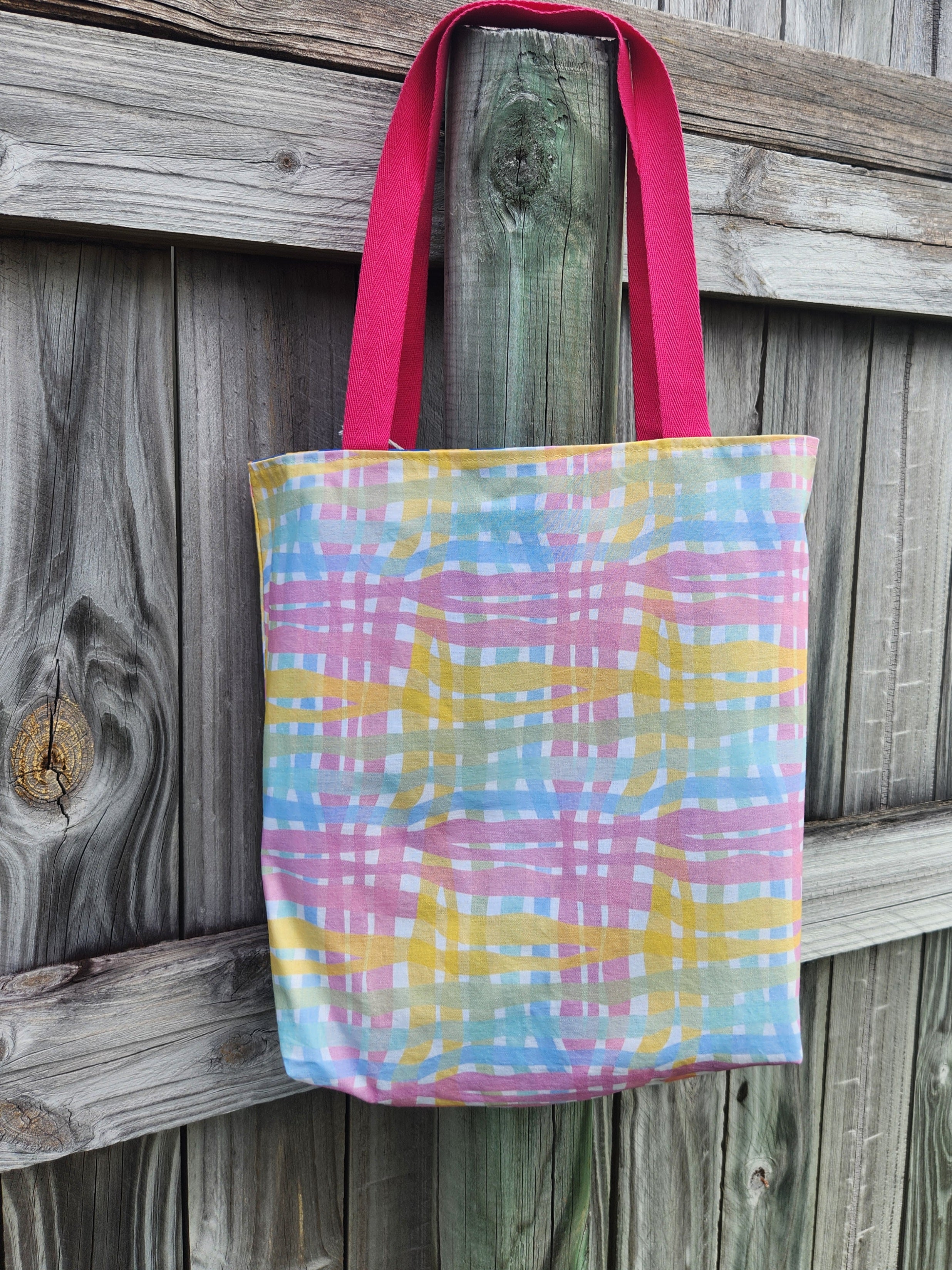 Abstract Floral Reversible Medium Tote Bag