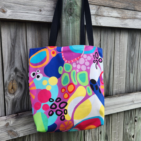 Bright Abstract Shapes Reversible Medium Tote Bag