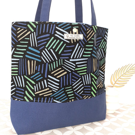 Geometric Blues - Medium Sized Tote