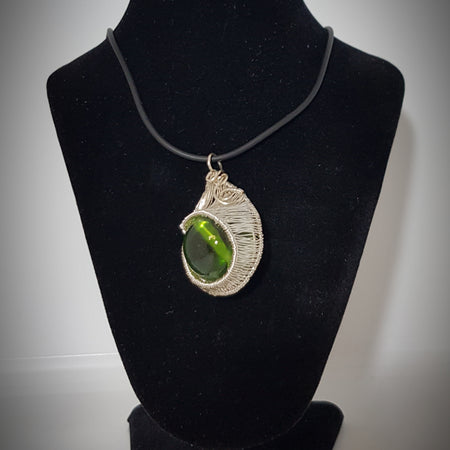 Green silver wrapped Pendant  (12 AM/N)