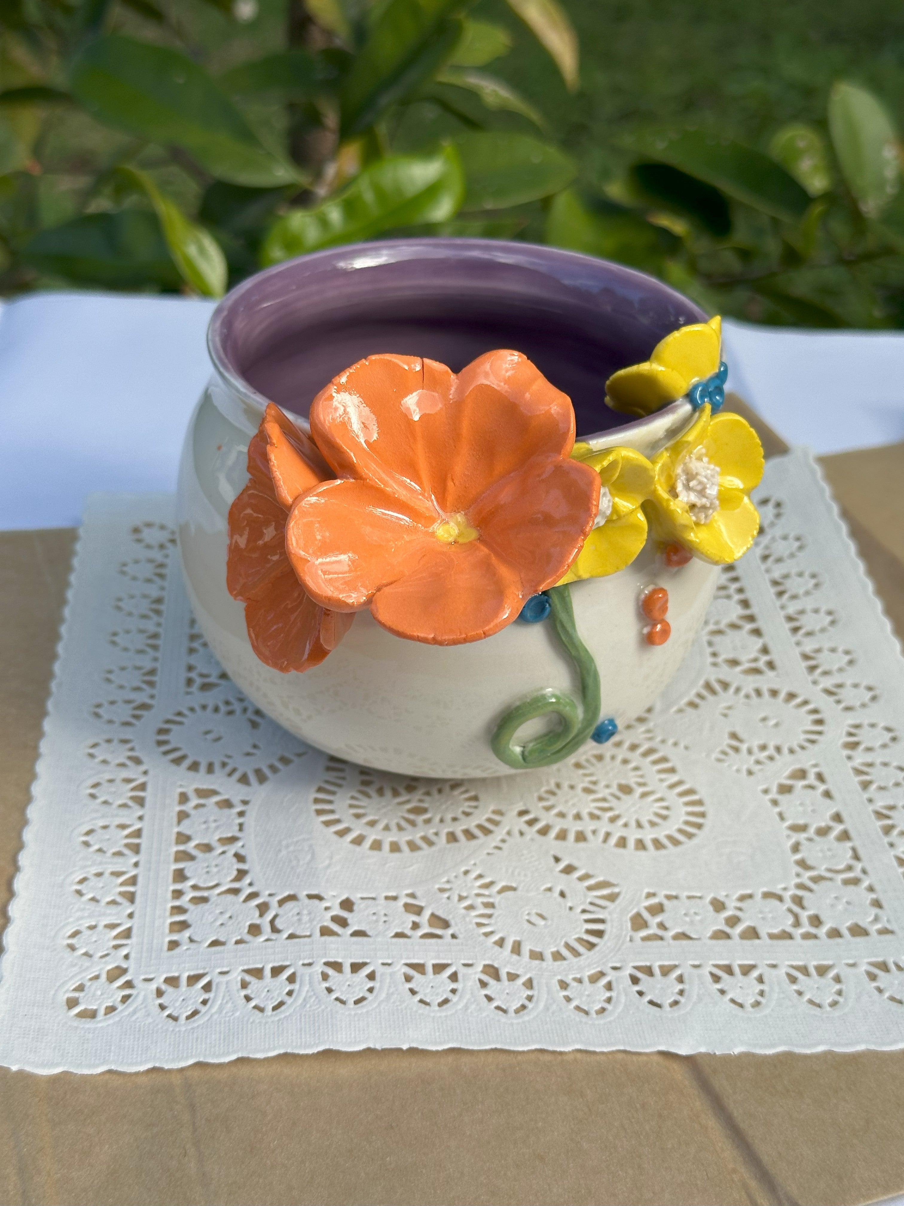 Unique porcelain floral bowl