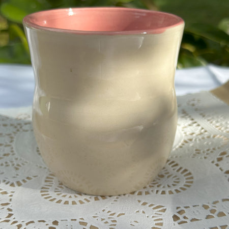 Handmade handle free ceramic teacup | Mug Hug Pink