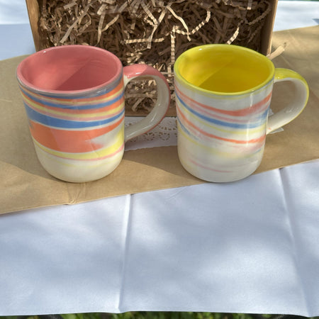 Two Ceramic Cups of Joy | Gift Pack - Set of 2 Handmade Joyful Cups
