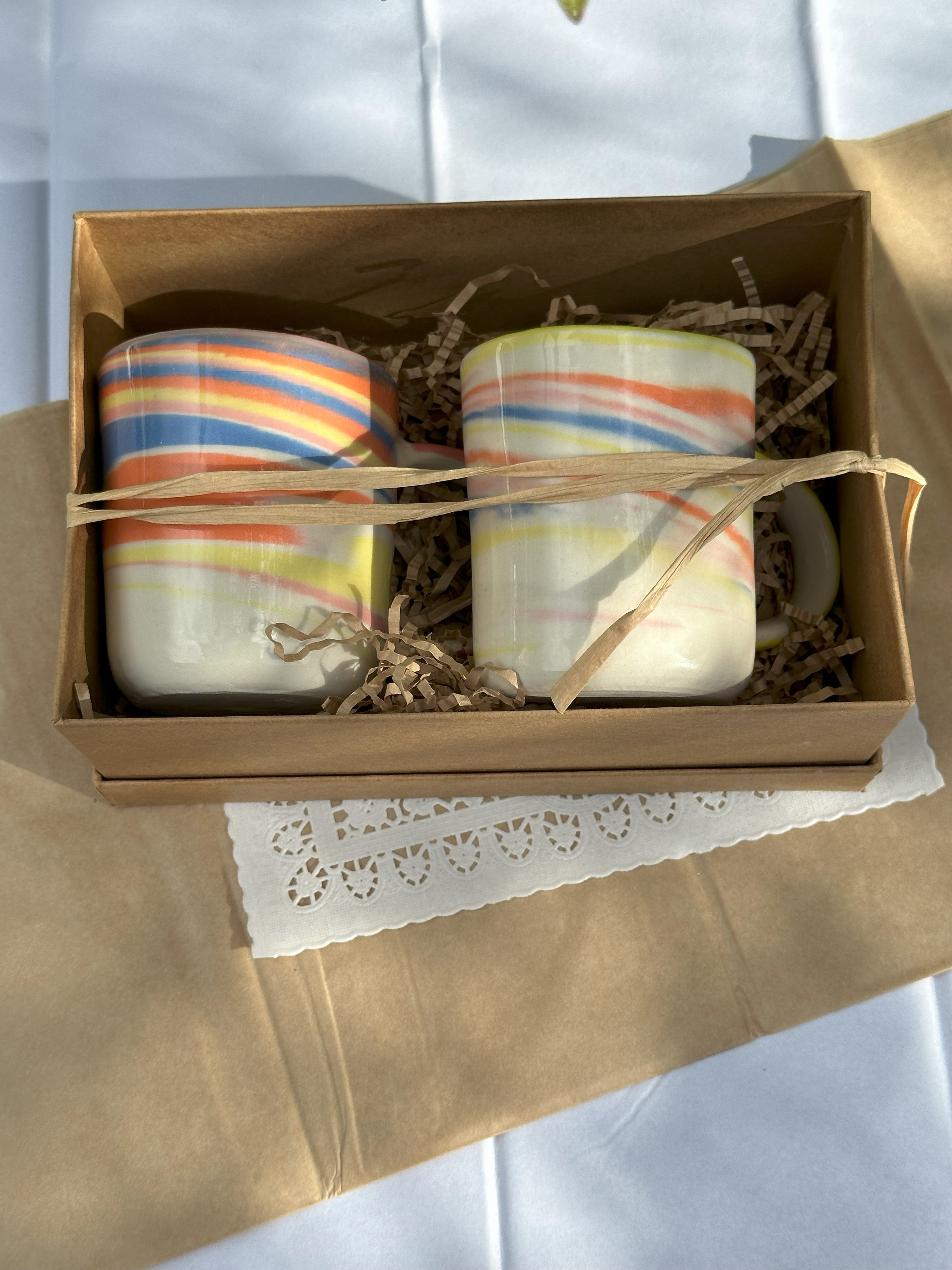 Two Ceramic Cups of Joy | Gift Pack - Set of 2 Handmade Joyful Cups