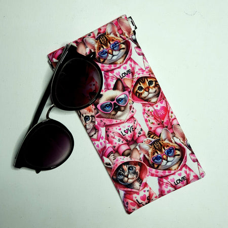 Sunglasses Pouch in Cute Cats In Onesies Design