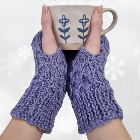 Hand Warmers - Purple hand knitted