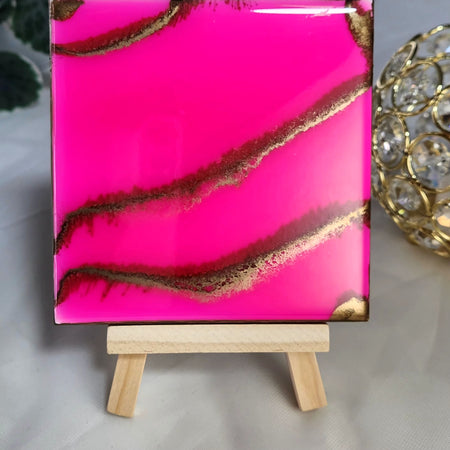 Pink and Gold Resin Drink Coasters Set of 4, Epoxy Resin Coasters, Drinkware
