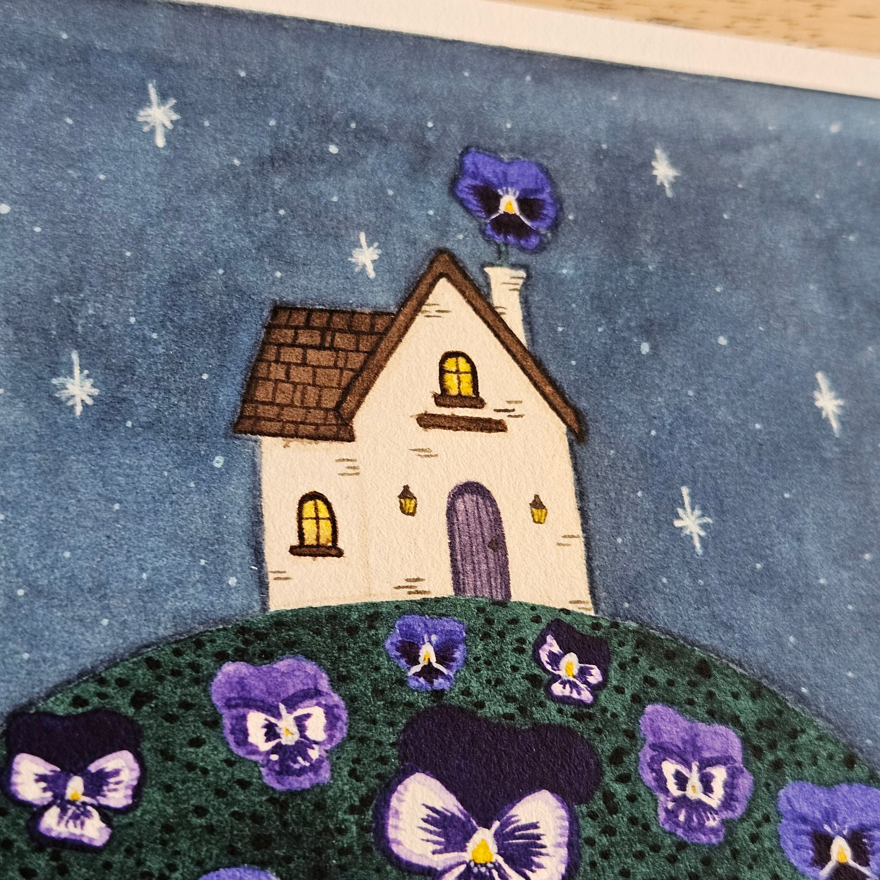 Watercolour Art Print - 'Pansy Cottage'