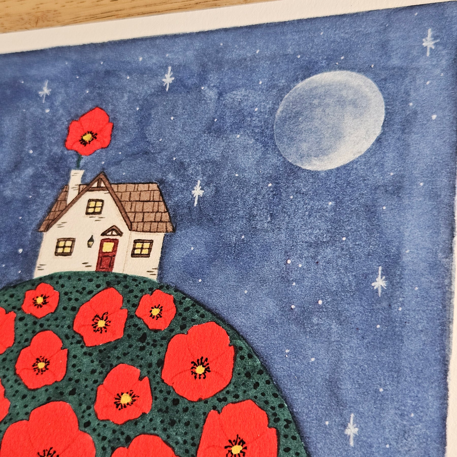 Watercolour Art Print - 'Poppy Cottage'