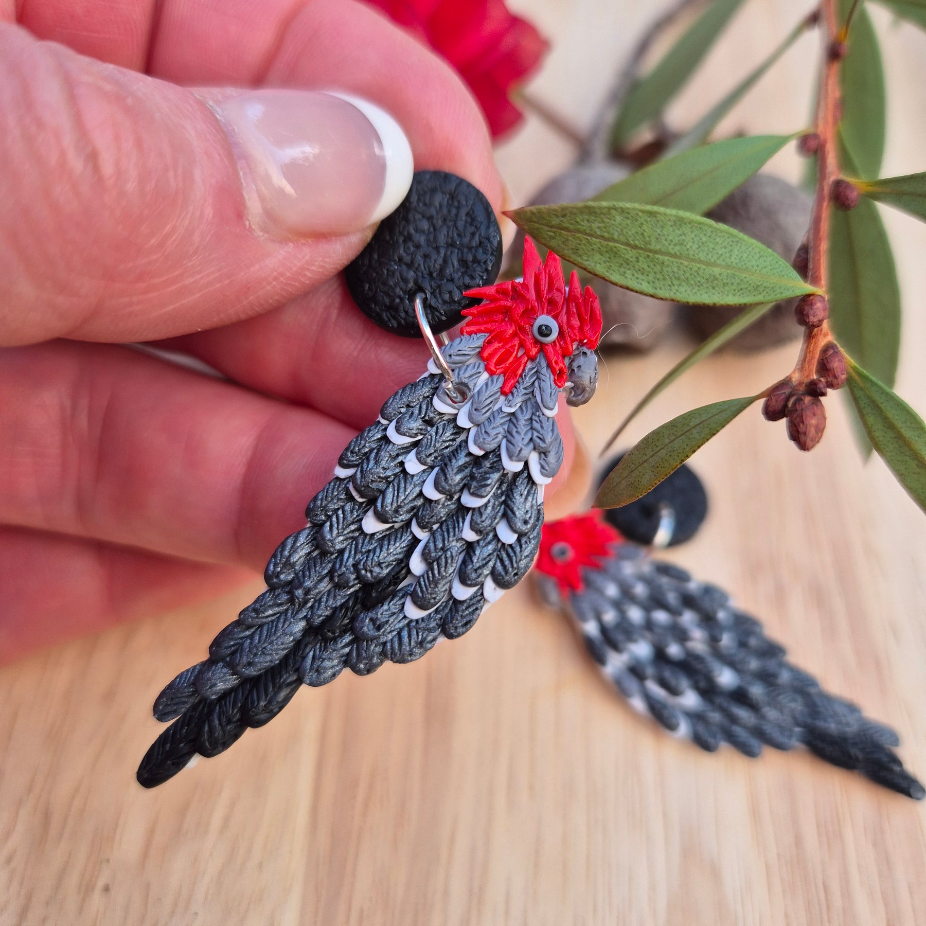 Gang Gang Cockatoo Dangle Earrings