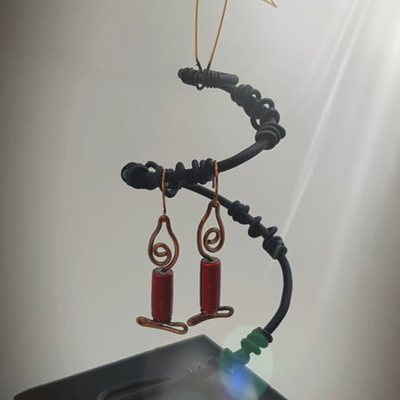 Copper Christmas Red Candle earrings (574AM/E)